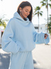Viralowa Dresowa bawełniana BLUZA z kapturem oversize szeroka baby blue E644 k01