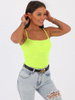 Bawełniany top na ramkach bluzka z prążka neon seledyn b46 k01