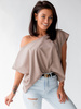 Luźna bawełniana bluzka oversize cappuccino D156 k01