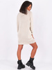 Sweter sukienka z golfem oversize beżowy k06