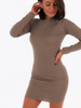 Bawełniana dopasowana sukienka mini z prążka cappuccino c174 k01