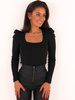 Dzianinowa dopasowana bluzka z bufkami czarna 20181