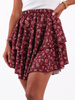 Rozkloszowana zwiewna mini spódnica bordowa w kwiatki b73 k01
