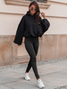 Szeroka luźna BLUZA z kapturem oversize czarna E348 k01