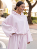 Bawełniana dresowa BLUZA z kapturem oversize z szerokimi rękawami z dresu pętelkowego baby pink X515