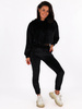 Welurowy dres komplet bluza z kapturem+spodnie czarny C122 k01