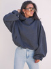 Oversizowa BLUZA z kapturem z dresu drapanego grafitowa D422 k01
