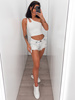 Asymetryczny TOP bluzka na jedno ramię z wycięciem na dekolcie z prążkowanej bawełny off white E163 k01