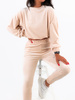 Komplet luźna bluza i spodnie welurowy dres beżowy c353 k01