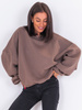 Bawełniana dresowa oversizowa BLUZA bez kaptura coffee E528 k01