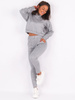 Swetrowy dres komplet bluza z golfem+spodnie szary b233 k01