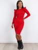 Bawełniana sukienka z prążka falbanki na ramionach czerwona a255 k01