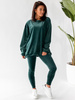KOMPLET welurowy oversizowa dłuższa bluza i legginsy z wysokim stanem zielony D165 k01