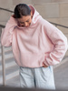 Dresowa bawełniana BLUZA z kapturem kangurka o klasycznym kroju baby pink X350