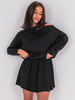 Codzienna SUKIENKA z miękkiego swetra z gumką w pasie dekolt łódka czarna E505 k01