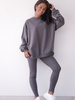 Bawełniany KOMPLET bluza oversize długa z dresu i legginsy z prążka grafitowy D430 k01