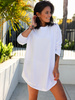 Bawełniana luźna asymetryczna sukienka oversize tuba biała D204 k01