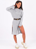 Sweter midi sukienka z rozporkami po bokach szary k07