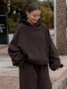 Zestaw dresowy oversize – bluza z kapturem + spodnie barrel | kolor czekoladowy