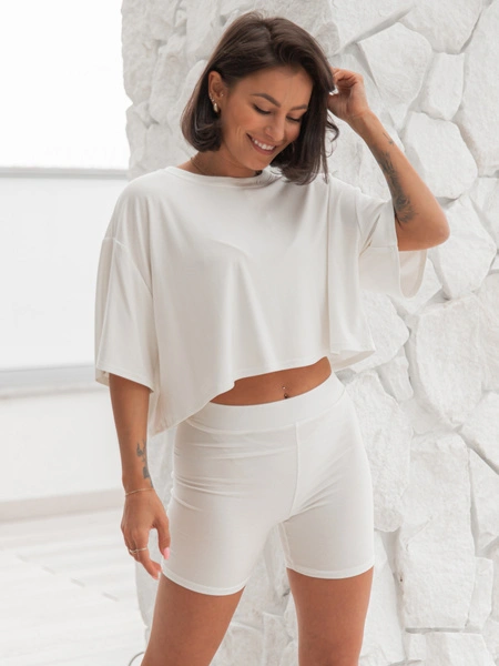 Dopasowane KOLARKI spodenki z wiscozy ecru X200 k01