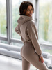 Komplet krótka bluza dresowa i legginsy z prążka cappuccino c461 k01