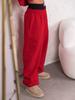 Dresowe bawełniane SPODNIE baggy czerwone E643