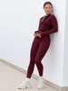 FITNESS / SIŁOWNIA / JOGA dopasowane SPODNIE legginsy z wysokim stanem z przeszyciami bordowe F106