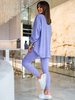 KOMPLET welurowy oversizowa dłuższa bluza i legginsy z wysokim stanem liliowy D165 k01