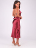 Satynowa sukienka midi odkryte plecy bordowa b208 k01