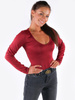 BLUZKA BODY DEKOLT V bordowa B159 kk01
