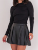 Skórzane SPÓDNICO SPODENKI z plisami czarne E518 k01