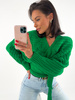 Sweter przekładany kopertowy splot warkocz zielony TH048