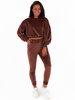 Komplet luźna bluza i spodnie welurowy dres brązowy c353 k01