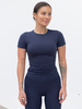 FITNESS / SIŁOWNIA / JOGA dopasowana BLUZKA z krótkim rękawem navy blue F100