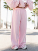 Dresowe bawełniane SPODNIE  z szerokimi nogawkami baby pink X31