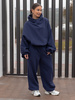Dresowe bawełniane SPODNIE baggy navy blue E643