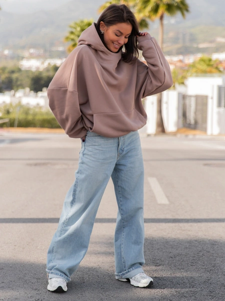 Dresowy ZESTAW: BLUZA z kapturem na stójce E1 + SPODNIE dresowe ze ściągaczami X32