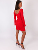 Trapezowa sukienka z szerokimi rękawami z dzianiny prążkowej czerwona b25 kk01