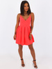 Rozkloszowana sukienka na cienkich ramkach neon koral b44 kk01