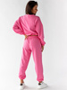 KOMPLET dresowy bawełniany krótka bluza i spodnie z niskim stanem różowy D161 k01