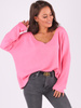 SWETER Z DEKOLTEM V OVERSIZE różowy B189 k01