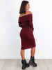 Bawełniana sukienka z prążka z szalem bordowa a256 k01