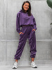 Welurowy KOMPLET dres bluza z kapturem i spodnie fioletowy D580 k01