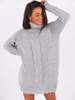 Sweter sukienka z golfem oversize szary k06
