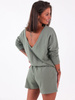 Dresowy kombinezon dekolt v krótkie spodenki khaki b95 kk01