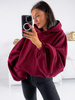 Szeroka luźna BLUZA z kapturem oversize bordowa E348 k01