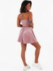 Welurowy komplet szorty z wysokim stanem i top brudny róż c317 k01