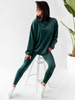 KOMPLET welurowy oversizowa dłuższa bluza i legginsy z wysokim stanem zielony D165 k01