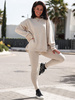 KOMPLET bawełniany oversizowa dłuższa bluza dresowa i legginsy z prążka melanż beż d126 k01