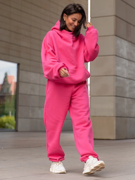 Dresowe bawełniane SPODNIE  ze ściągaczami różowe X32 k01